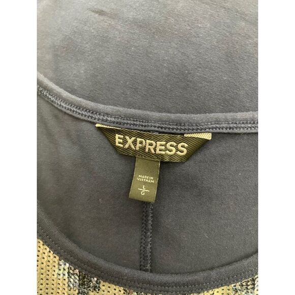 Express Women Navy Blue Aztec Sequin Bodycon Dress Size L - Picture 9 of 9